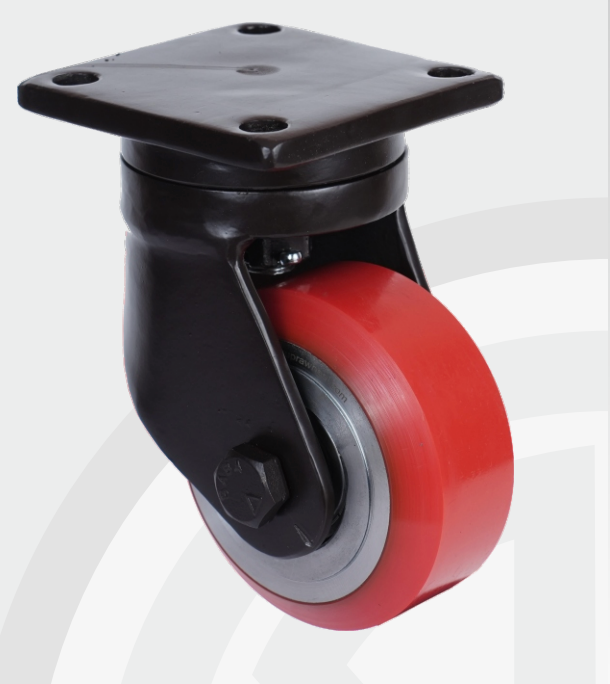 Swivel mild steel fabricated bracket Cast Iron PU wheel Ø100×50 mm