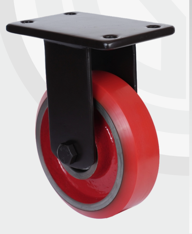 Fixed mild steel fabricated bracket Cast Iron PU wheel Ø150×50 mm