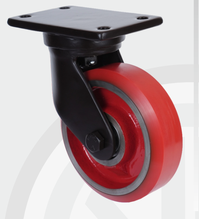 Swivel mild steel fabricated bracket Cast Iron PU wheel Ø150×50 mm