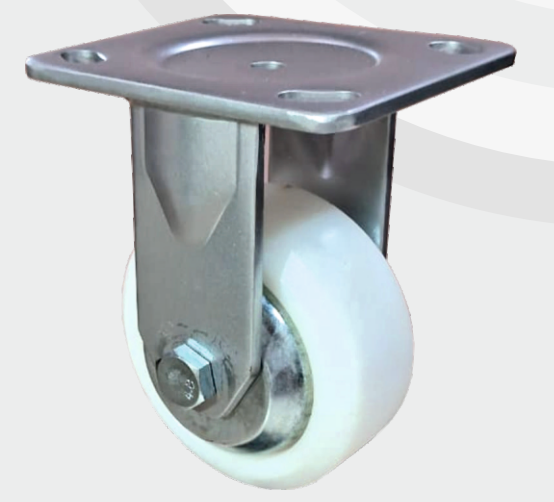 Solid Nylon Fixed wheel Ø100×50 mm with pressed steel bracket