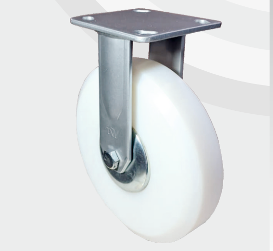 Solid Nylon Fixed wheel Ø200×50 mm with pressed steel bracket