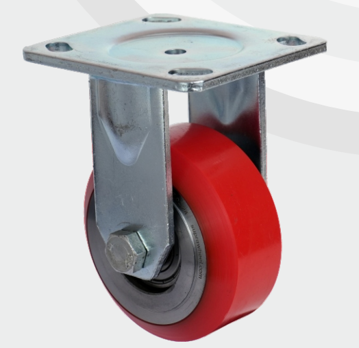 Cast Iron PU Fixed wheel Ø100×50 mm with pressed steel bracket