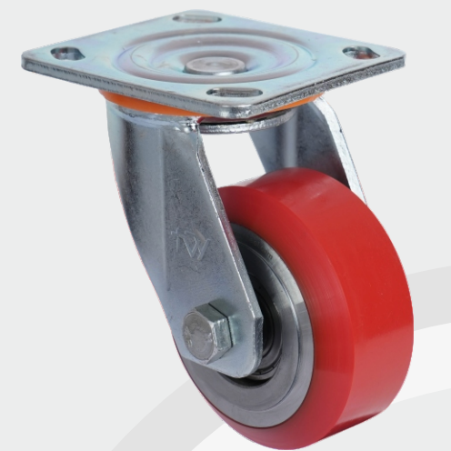 Cast Iron PU Swivel wheel Ø100×50 mm with pressed steel bracket