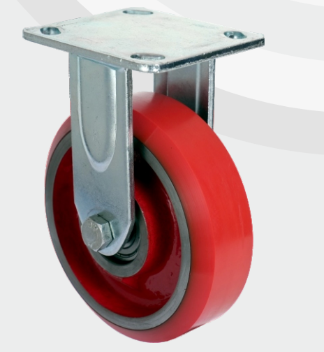 Cast Iron PU Fixed wheel Ø150×50 mm with pressed steel bracket
