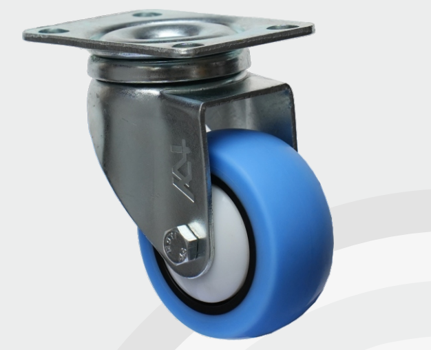 PU Nylon Swivel wheel Ø75×32 mm with pressed steel bracket