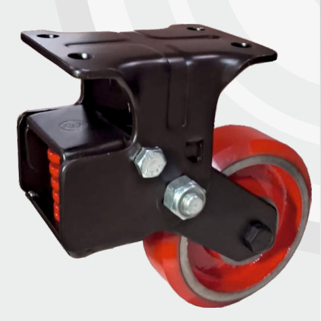 Spring Loaded Fixed Cast Iron PU wheel Ø150×50 mm