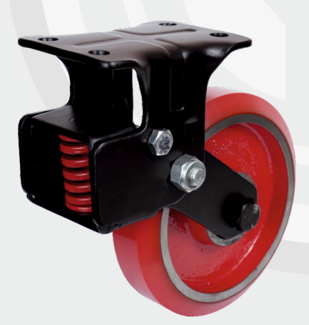Spring Loaded Fixed Cast Iron PU wheel Ø200×50 mm