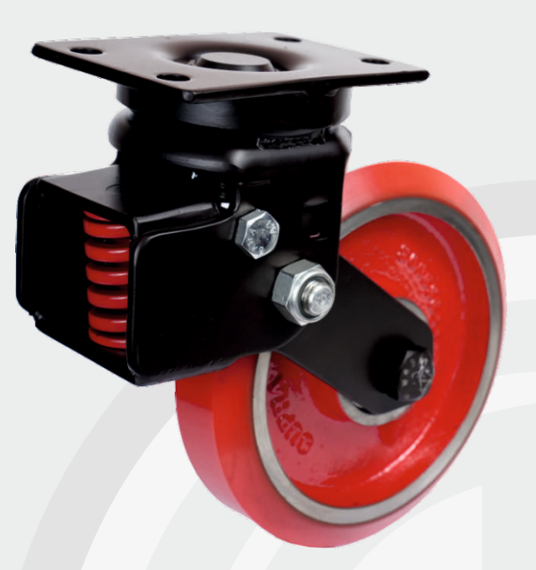 Spring Loaded Swivel Cast Iron PU wheel Ø200×50 mm
