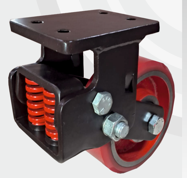 Spring Loaded Fixed Cast Iron PU wheel Ø200×75 mm